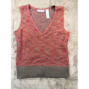 JH‎ Collectibles Womens  Honeycomb Knit V-Neck Sweater Vest Large Layer